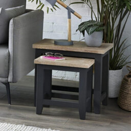 Oakham Dunvegan Nest Of Tables In Dark Grey And Oak - thumbnail 3