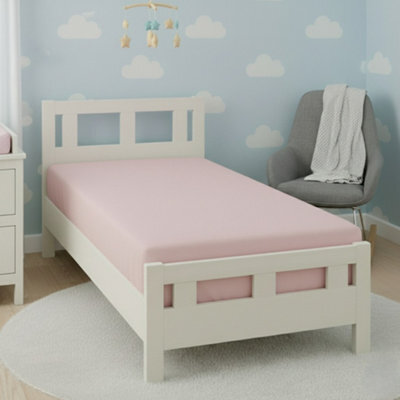 Flannelette Cot Bed Fitted Sheet Soft Brushed Cotton Bedding Comfort Pink - image 1