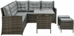 Evre Brown 8 Seater Garden Rattan Furniture Corner Dining Set Monroe Table Sofa Bench Stool Weather Cover - thumbnail 5