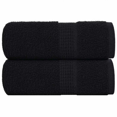 Walplus Guest Towels 2 Pcs Black 30X50 Cm 360 Gsm 100% Cotton - image 1