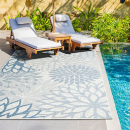 Homeart Outdoor Indoor Rug, Easy Clean, Uv Weather Resistant Rug For Patio, Gardenbellis Blue, Grey,80X150Cm - thumbnail 2