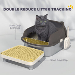 Pawhut Stainless Steel Litter Box, Cat Litter Tray W/ Lid, Pedal, Scoop - thumbnail 6