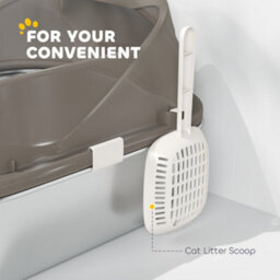 Pawhut Stainless Steel Litter Box, Cat Litter Tray W/ Lid, Pedal, Scoop - thumbnail 7