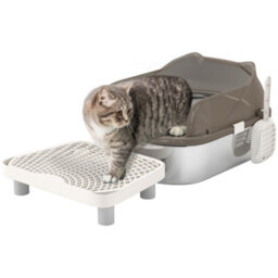 Pawhut Stainless Steel Litter Box, Cat Litter Tray W/ Lid, Pedal, Scoop - thumbnail 2