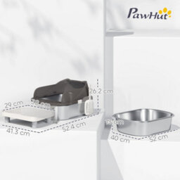 Pawhut Stainless Steel Litter Box, Cat Litter Tray W/ Lid, Pedal, Scoop - thumbnail 3