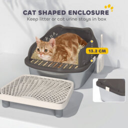 Pawhut Stainless Steel Litter Box, Cat Litter Tray W/ Lid, Pedal, Scoop - thumbnail 4