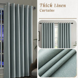 Oxford Homeware Eyelet Linen Curtains Sage Green Fully Lined 100%blackout Thermal Insulated Curtain Single Panel (W)168Cmx(L)213Cm - thumbnail 5