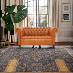 Chesterfield 2 Seater Buttoned Seat Sofa Old English Tan Real Leather In Classic Style - thumbnail 4