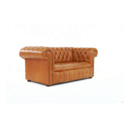 Chesterfield 2 Seater Buttoned Seat Sofa Old English Tan Real Leather In Classic Style - thumbnail 5