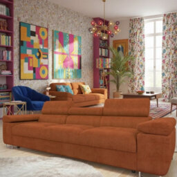Torezio 3 Seater Sofa Bed With Adjustable Headrests And Dolphin Mechanism Orange - thumbnail 2
