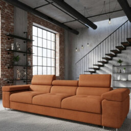 Torezio 3 Seater Sofa Bed With Adjustable Headrests And Dolphin Mechanism Orange - thumbnail 1