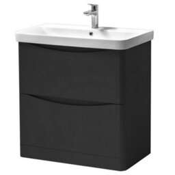 Clifton Bathroom Floor Standing 2-Drawer Vanity Unit With Basin 800mm Wide - Matt Graphite - (Arch) - Brassware Not Included - thumbnail 1