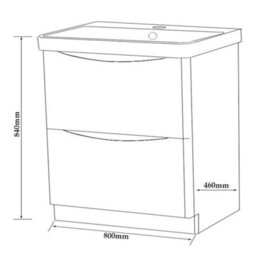 Clifton Bathroom Floor Standing 2-Drawer Vanity Unit With Basin 800mm Wide - Matt Graphite - (Arch) - Brassware Not Included - thumbnail 3