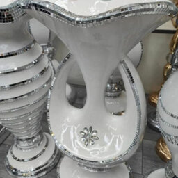 Biznest White & Silver Floor Vase Large 40X60Cm Sparkly Silver Mirrored Floor Vase Style 02