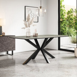 More4Homes Juno Sintered Stone Ceramic Light Grey Gloss Dining Table