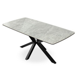 More4Homes Juno Sintered Stone Ceramic Light Grey Gloss Dining Table - thumbnail 2