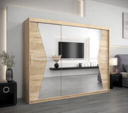 Arte Morocco Contemporary 3 Mirrored Sliding Door Wardrobe 9 Shelves 2 Rails Oak Sonoma Effect (H)2000mm (W)2500mm (D)620mm - thumbnail 2