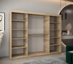 Arte Morocco Contemporary 3 Mirrored Sliding Door Wardrobe 9 Shelves 2 Rails Oak Sonoma Effect (H)2000mm (W)2500mm (D)620mm - thumbnail 3