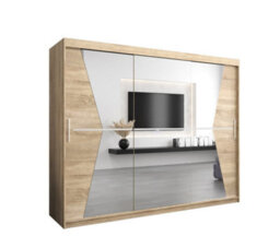 Arte Morocco Contemporary 3 Mirrored Sliding Door Wardrobe 9 Shelves 2 Rails Oak Sonoma Effect (H)2000mm (W)2500mm (D)620mm - thumbnail 1