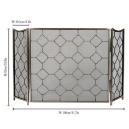 Dibor Vintage Style Pewter Marrakesh Footed Fireplace Guard Fire Screen Guard H63Cm X W106Cm - thumbnail 2