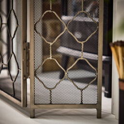 Dibor Vintage Style Pewter Marrakesh Footed Fireplace Guard Fire Screen Guard H63Cm X W106Cm - thumbnail 4