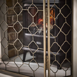 Dibor Vintage Style Pewter Marrakesh Footed Fireplace Guard Fire Screen Guard H63Cm X W106Cm - thumbnail 5
