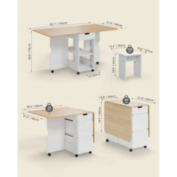 Oak Mondeer Folding Drop Leaf Dining Set Dining Table - thumbnail 6