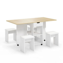 Oak Mondeer Folding Drop Leaf Dining Set Dining Table - thumbnail 3