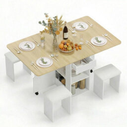 Oak Mondeer Folding Drop Leaf Dining Set Dining Table - thumbnail 2