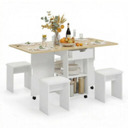 Oak Mondeer Folding Drop Leaf Dining Set Dining Table - thumbnail 4