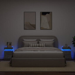 Berkfield Bedside Cabinets With Led Lights 2 Pcs Concrete Grey 35X39X55 Cm - thumbnail 4