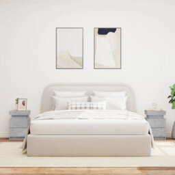 Berkfield Bedside Cabinets With Led Lights 2 Pcs Concrete Grey 35X39X55 Cm - thumbnail 3