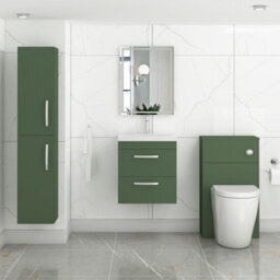 Royal Bathrooms Turin 500mm Wall Hung Vanity Unit Matt Green 2 Drawer Mid-Edge Basin - thumbnail 4