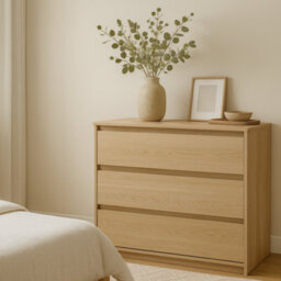 Impact Furniture Chest Of Drawers Storage Cabinet 3 Drawer Unit Handleless White Washed Light Oak Effect Scandi Mana - thumbnail 2