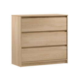 Impact Furniture Chest Of Drawers Storage Cabinet 3 Drawer Unit Handleless White Washed Light Oak Effect Scandi Mana - thumbnail 7