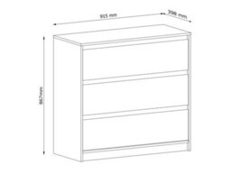 Impact Furniture Chest Of Drawers Storage Cabinet 3 Drawer Unit Handleless White Washed Light Oak Effect Scandi Mana - thumbnail 9