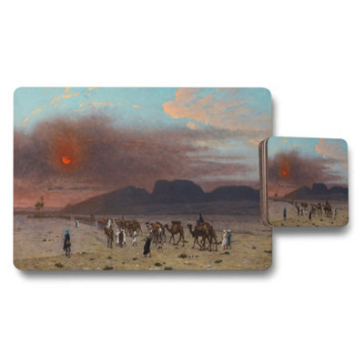Benjamin Tate Design Desert Caravan At Sunset Placemats And Coaster Set - image 1