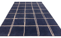 Blue Chequered Wool Modern Shaggy Handmade Rug For Living Room Bedroom & Dining Room-160Cm X 230Cm - thumbnail 6