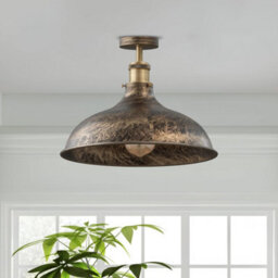 E27 Ceiling Light Semi Flush Mount Metal Indoor Lights Brushed Copper No Bulb - thumbnail 4