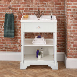 Homestylestore 630mm Antique White Bathroom Vanity Unit With Basin And Bronze Round Handles - thumbnail 4