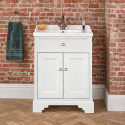 Homestylestore 630mm Antique White Bathroom Vanity Unit With Basin And Bronze Round Handles - thumbnail 3