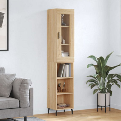 Berkfield Highboard Sonoma Oak 34.5X34X180 Cm Engineered Wood - image 1
