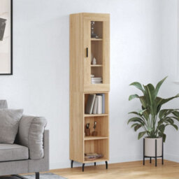 Berkfield Highboard Sonoma Oak 34.5X34X180 Cm Engineered Wood - thumbnail 1