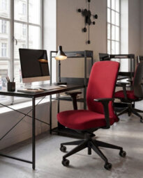 Beliani Office Chair Kamilon Fabric Dark Red - thumbnail 2