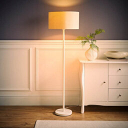 Valuelights Charles White Floor Lamp With Cream Shade And Bulb - thumbnail 3