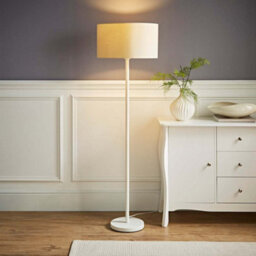 Valuelights Charles White Floor Lamp With Cream Shade And Bulb - thumbnail 2