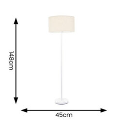Valuelights Charles White Floor Lamp With Cream Shade And Bulb - thumbnail 8