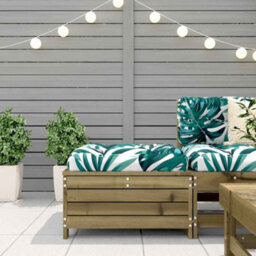 Walplus Garden Outdoor Footstool 62X63.5X32 Cm Impregnated Wood Pine - thumbnail 3