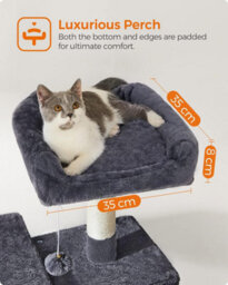 Songmics Cat Tree, Kitty Tower For Indoor Felines, Multi-Tier Feline Tall Condo, Scratching Posts, Hammock, Smoky Grey - thumbnail 4