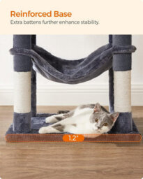 Songmics Cat Tree, Kitty Tower For Indoor Felines, Multi-Tier Feline Tall Condo, Scratching Posts, Hammock, Smoky Grey - thumbnail 5